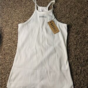 NOBULL Ribbed Tank Top Women’s Small White High Neck Racerback NWT